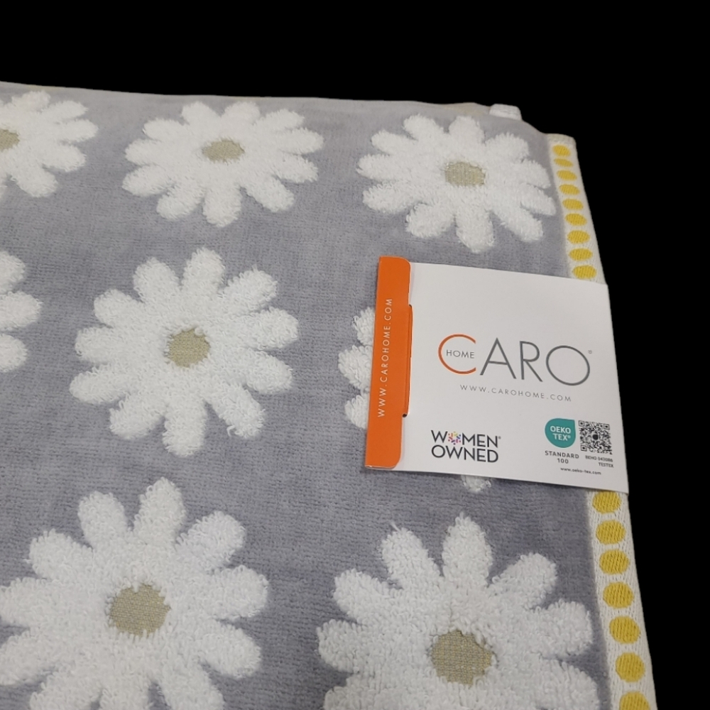 ๐ผ Caro Home 6pc White Gray Yellow Daisies 2 Bath 2 Hand 2 Tip Towel Set New ๐ผ - Picture 4 of 10